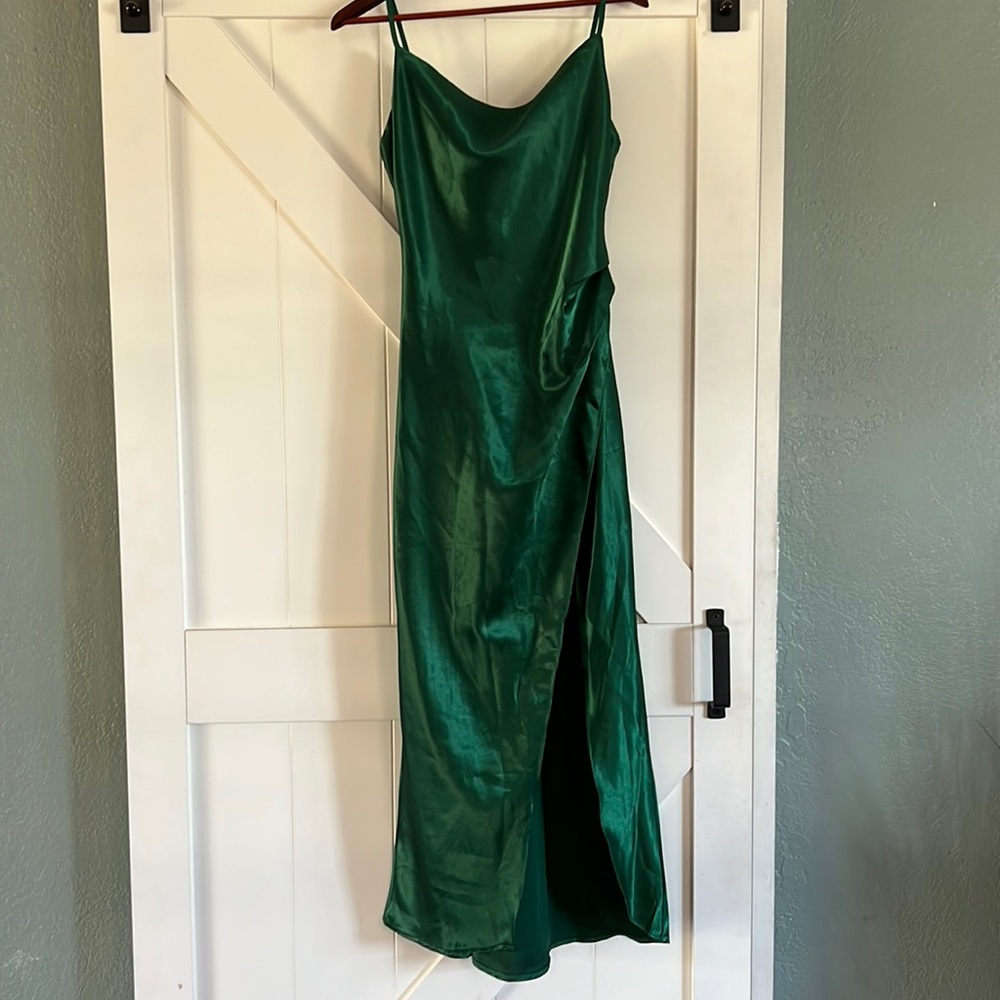 Green silt dress with slit size medium